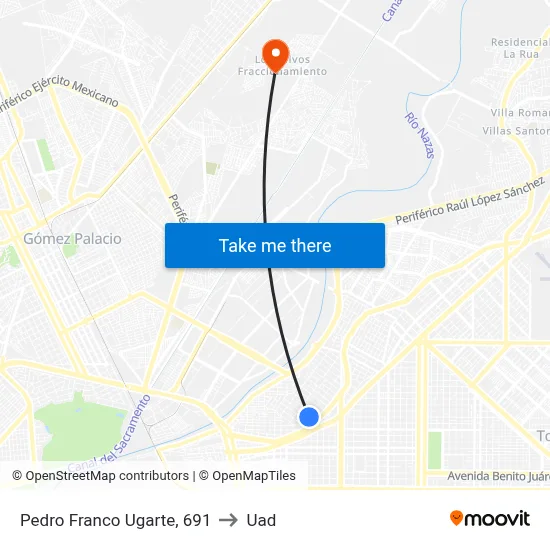 Pedro Franco Ugarte, 691 to Uad map