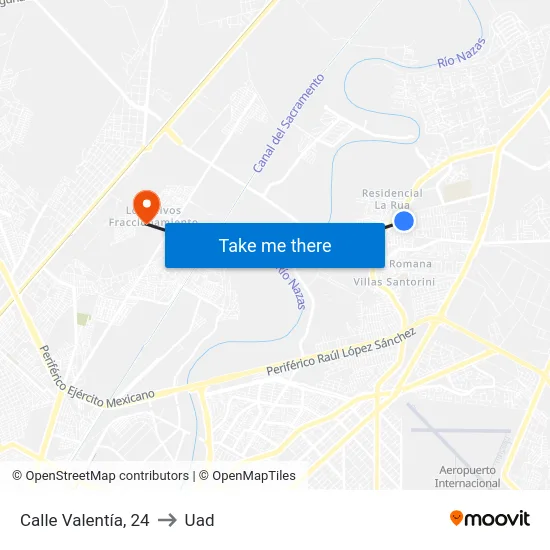 Calle Valentía, 24 to Uad map