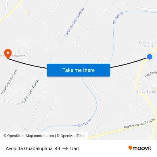 Avenida Guadalupana, 43 to Uad map