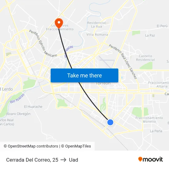 Cerrada Del Correo, 25 to Uad map
