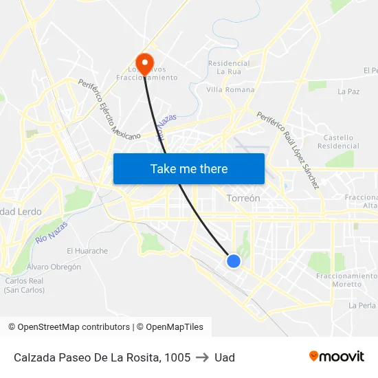 Calzada Paseo De La Rosita, 1005 to Uad map