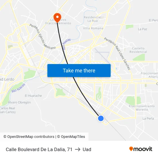 Calle Boulevard De La Dalia, 71 to Uad map