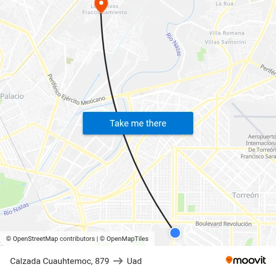 Calzada Cuauhtemoc, 879 to Uad map