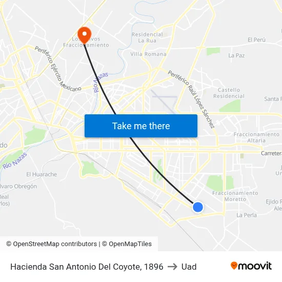 Hacienda San Antonio Del Coyote, 1896 to Uad map