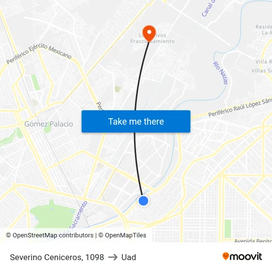 Severino Ceniceros, 1098 to Uad map