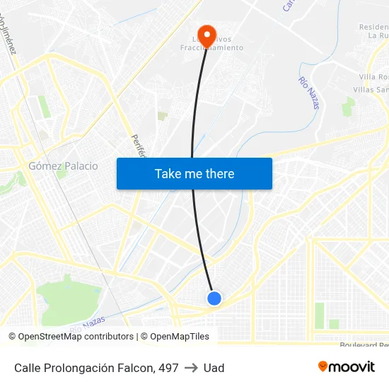 Calle Prolongación Falcon, 497 to Uad map