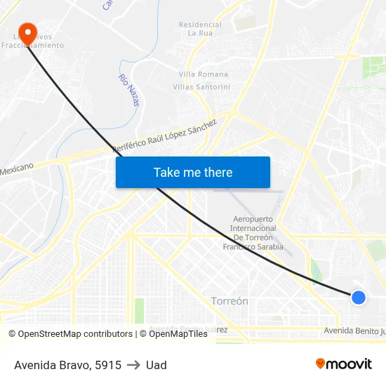 Avenida Bravo, 5915 to Uad map