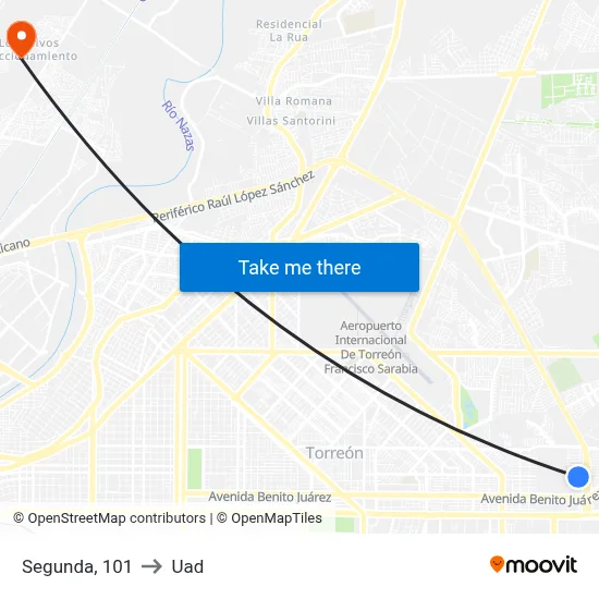 Segunda, 101 to Uad map