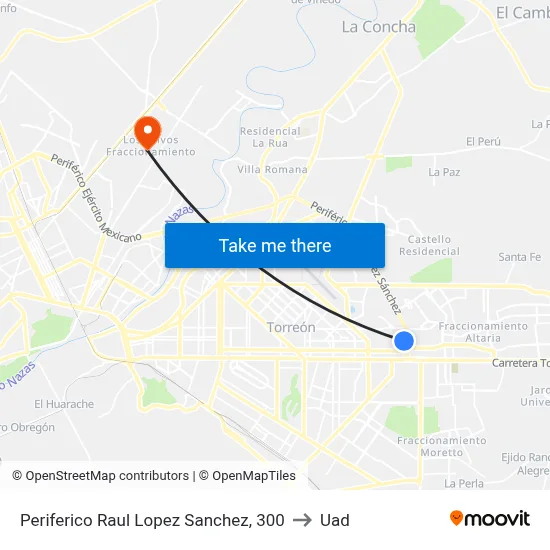 Periferico Raul Lopez Sanchez, 300 to Uad map