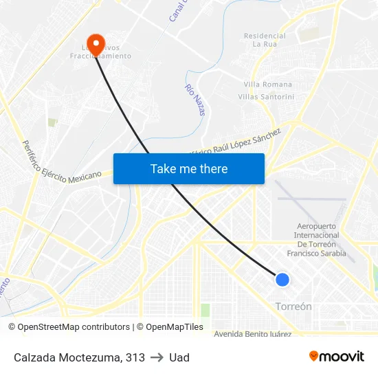 Calzada Moctezuma, 313 to Uad map
