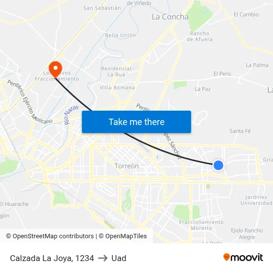 Calzada La Joya, 1234 to Uad map