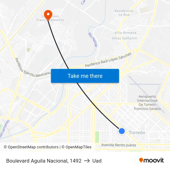 Boulevard Aguila Nacional, 1492 to Uad map