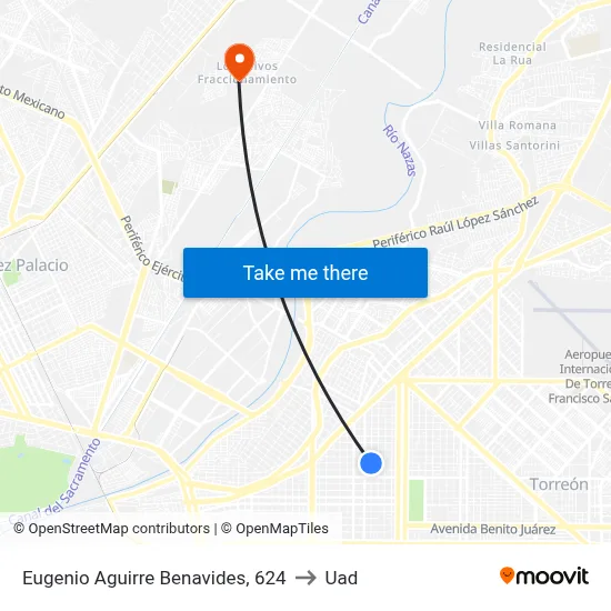 Eugenio Aguirre Benavides, 624 to Uad map