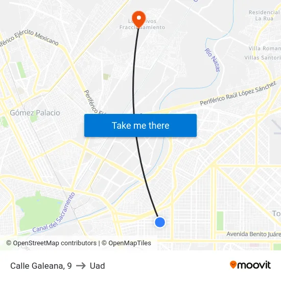 Calle Galeana, 9 to Uad map