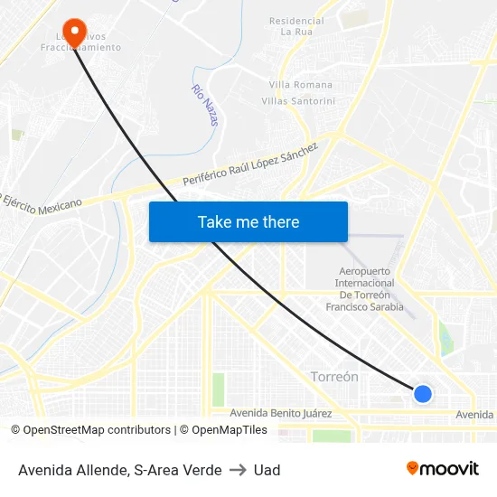 Avenida Allende, S-Area Verde to Uad map