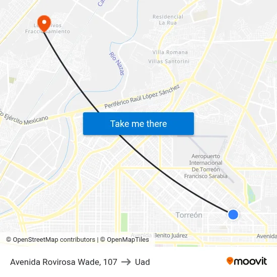 Avenida Rovirosa Wade, 107 to Uad map