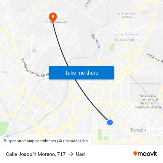 Calle Joaquín Moreno, 717 to Uad map