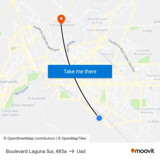 Boulevard Laguna Sur, 485a to Uad map