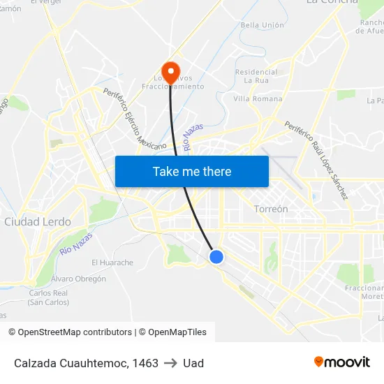Calzada Cuauhtemoc, 1463 to Uad map