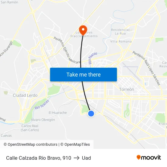 Calle Calzada Río Bravo, 910 to Uad map