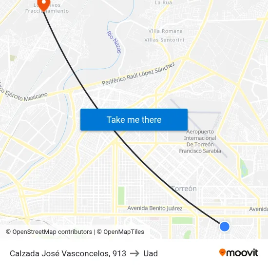 Calzada José Vasconcelos, 913 to Uad map