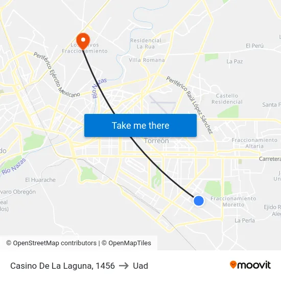 Casino De La Laguna, 1456 to Uad map