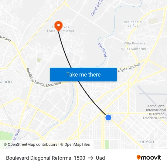 Boulevard Diagonal Reforma, 1500 to Uad map