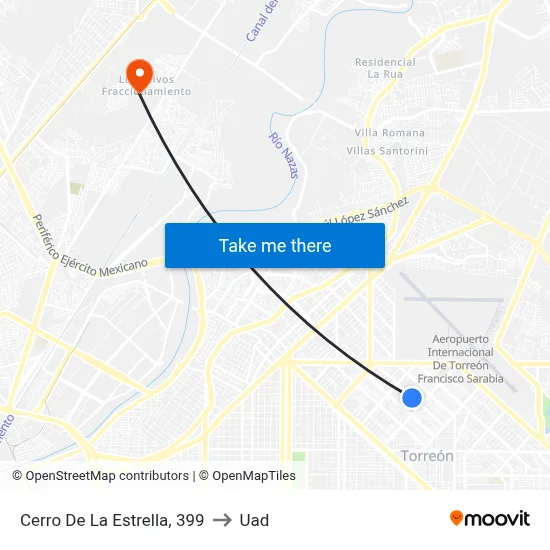 Cerro De La Estrella, 399 to Uad map