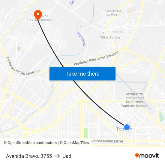 Avenida Bravo, 3755 to Uad map