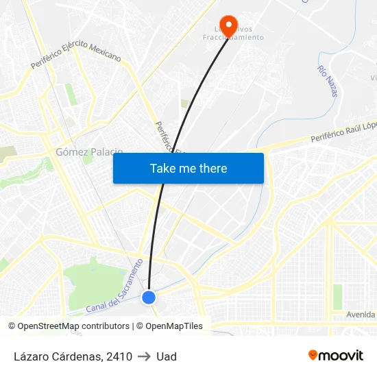 Lázaro Cárdenas, 2410 to Uad map