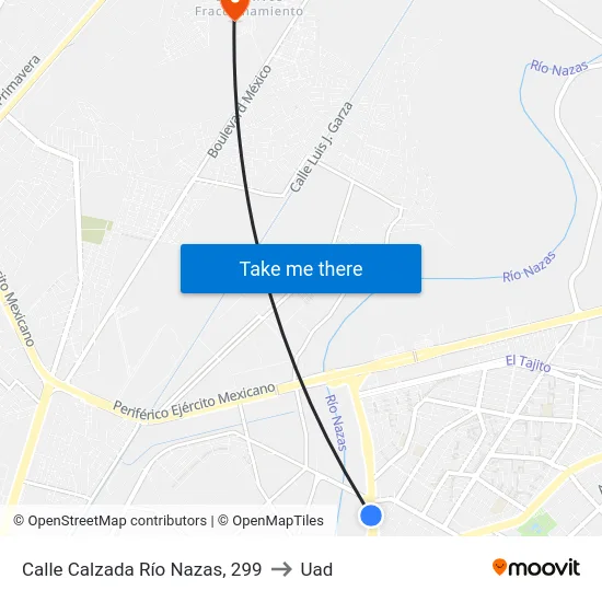 Calle Calzada Río Nazas, 299 to Uad map