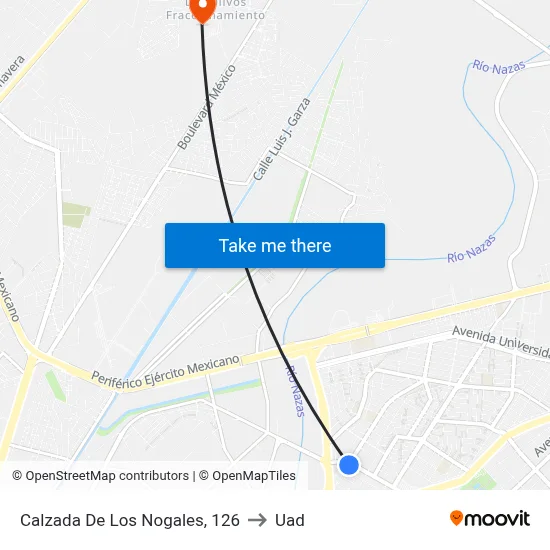 Calzada De Los Nogales, 126 to Uad map