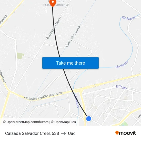 Calzada Salvador Creel, 638 to Uad map
