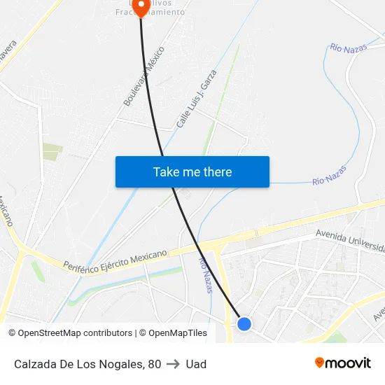 Calzada De Los Nogales, 80 to Uad map
