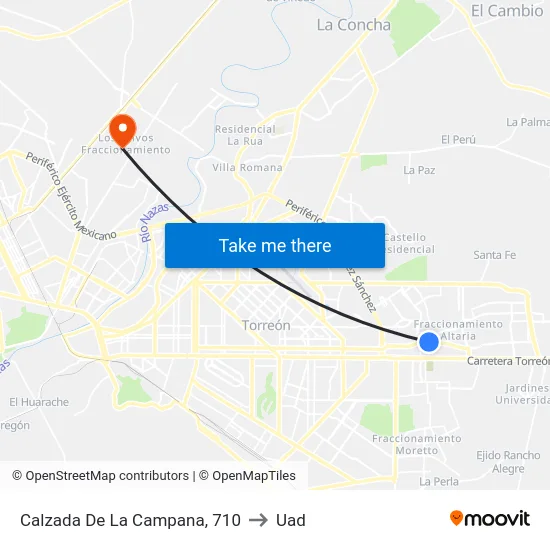 Calzada De La Campana, 710 to Uad map