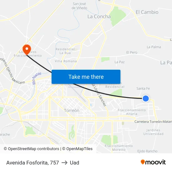 Avenida Fosforita, 757 to Uad map