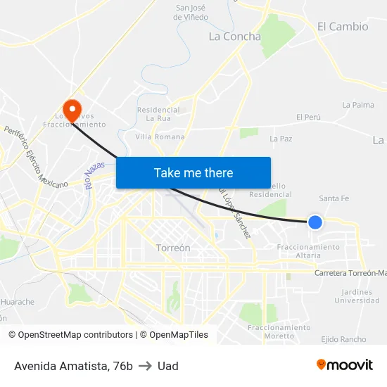 Avenida Amatista, 76b to Uad map