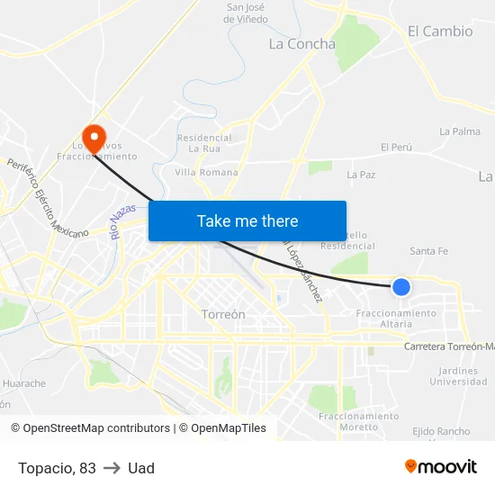 Topacio, 83 to Uad map