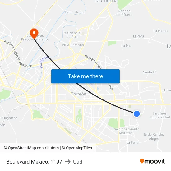 Boulevard México, 1197 to Uad map