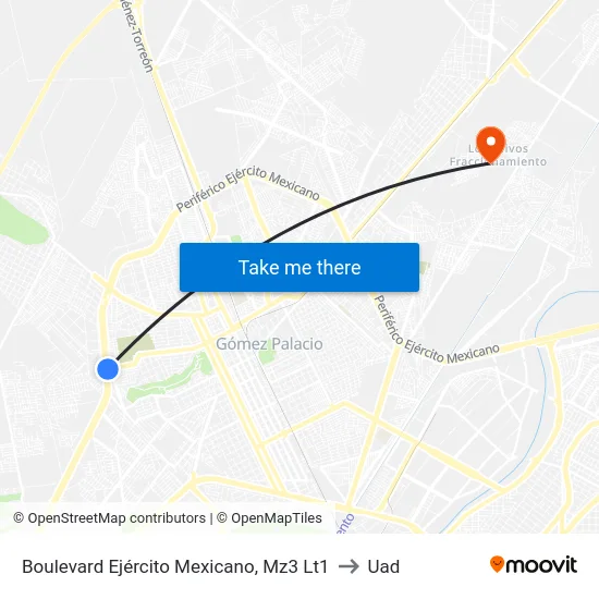 Boulevard Ejército Mexicano, Mz3 Lt1 to Uad map