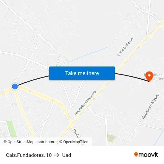 Calz.Fundadores, 10 to Uad map