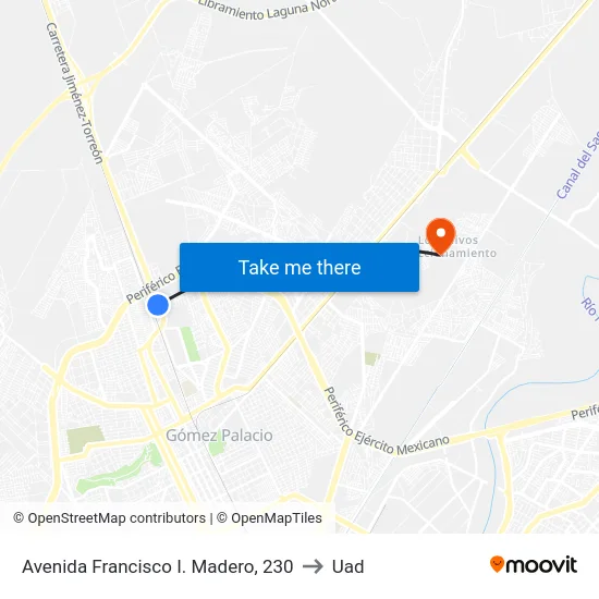 Avenida Francisco I. Madero, 230 to Uad map