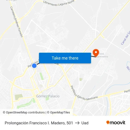 Prolongación Francisco I. Madero, 501 to Uad map