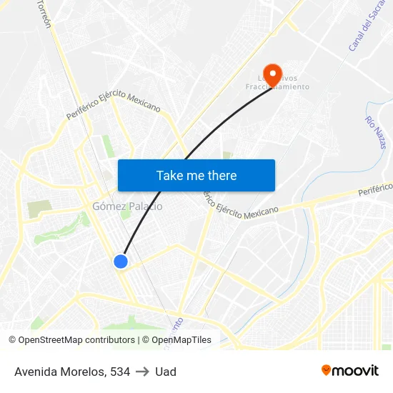 Avenida Morelos, 534 to Uad map