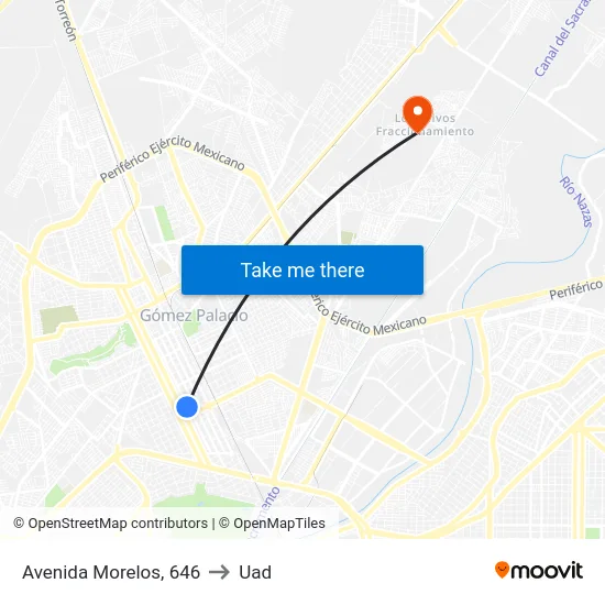 Avenida Morelos, 646 to Uad map
