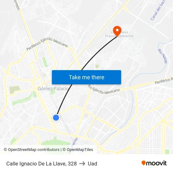 Calle Ignacio De La Llave, 328 to Uad map