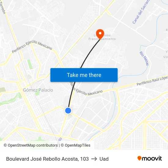 Boulevard José Rebollo Acosta, 103 to Uad map