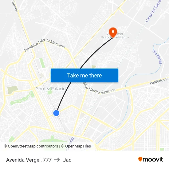 Avenida Vergel, 777 to Uad map