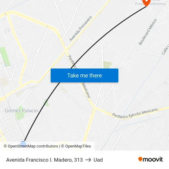 Avenida Francisco I. Madero, 313 to Uad map
