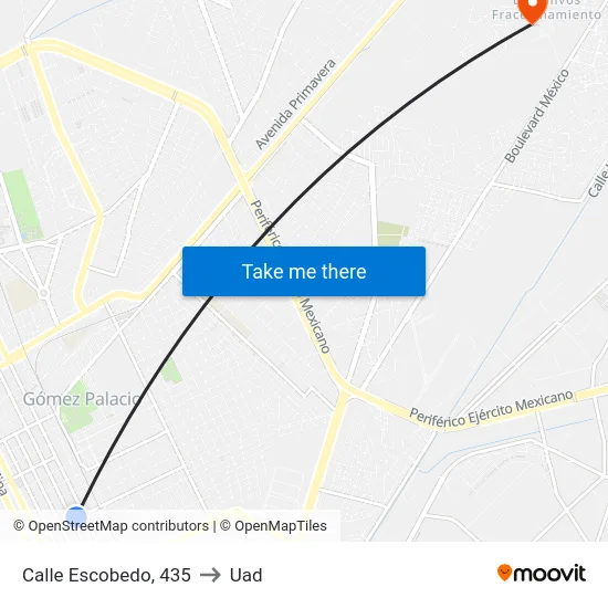 Calle Escobedo, 435 to Uad map